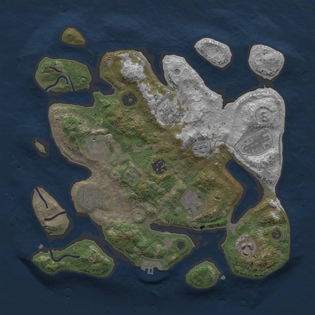 Rust Map: Procedural Map, Size: 3300, Seed: 42069, 12 Monuments