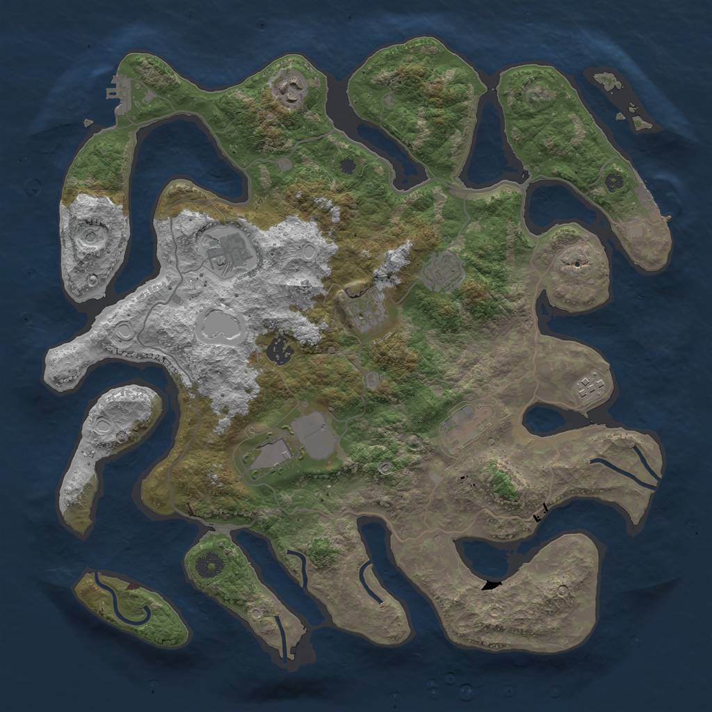 Rust Map: Procedural Map, Size: 4000, Seed: 534611, 16 Monuments