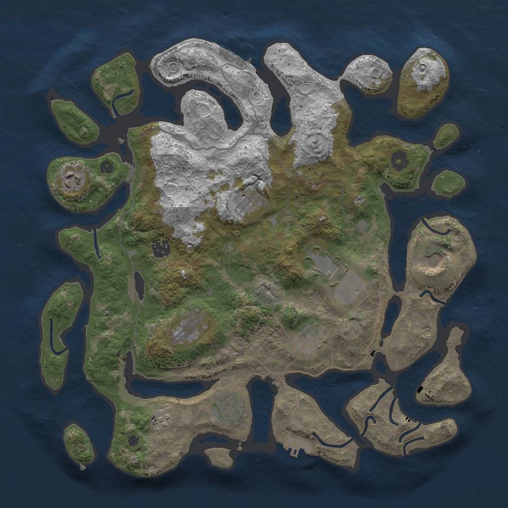 Rust Map: Procedural Map, Size: 4000, Seed: 368453250, 17 Monuments