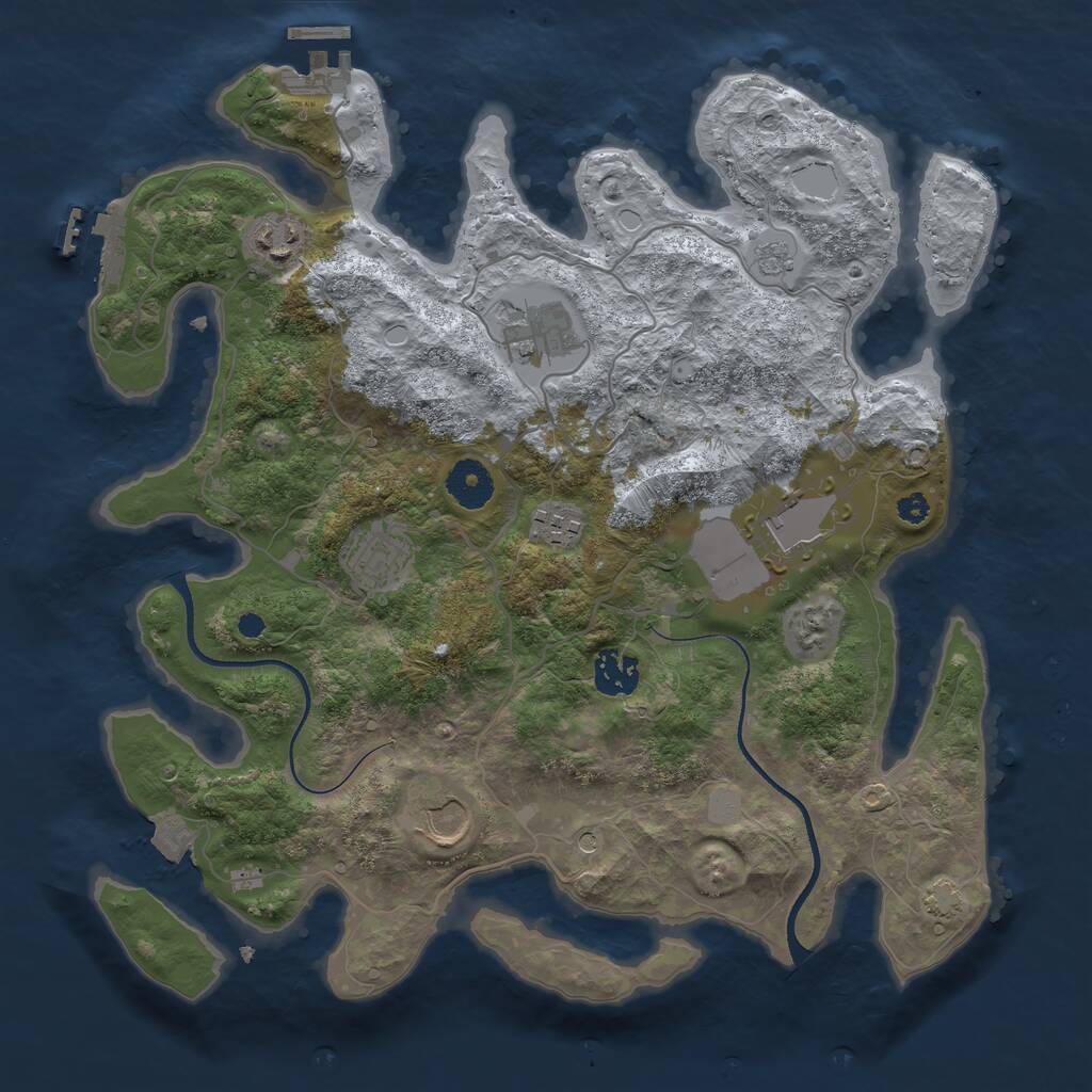 Rust Map: Procedural Map, Size: 3500, Seed: 875632, 13 Monuments