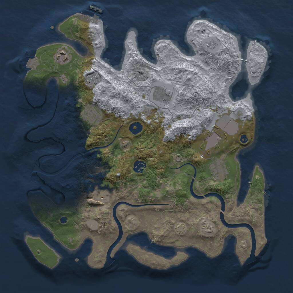 Rust Map: Procedural Map, Size: 3500, Seed: 875632, 13 Monuments