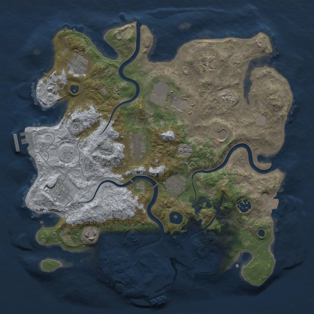 Rust Map: Procedural Map, Size: 3600, Seed: 153432, 16 Monuments