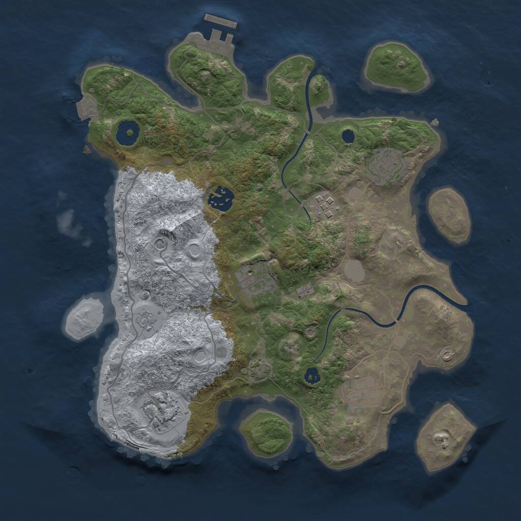 Rust Map: Procedural Map, Size: 3185, Seed: 100, 11 Monuments