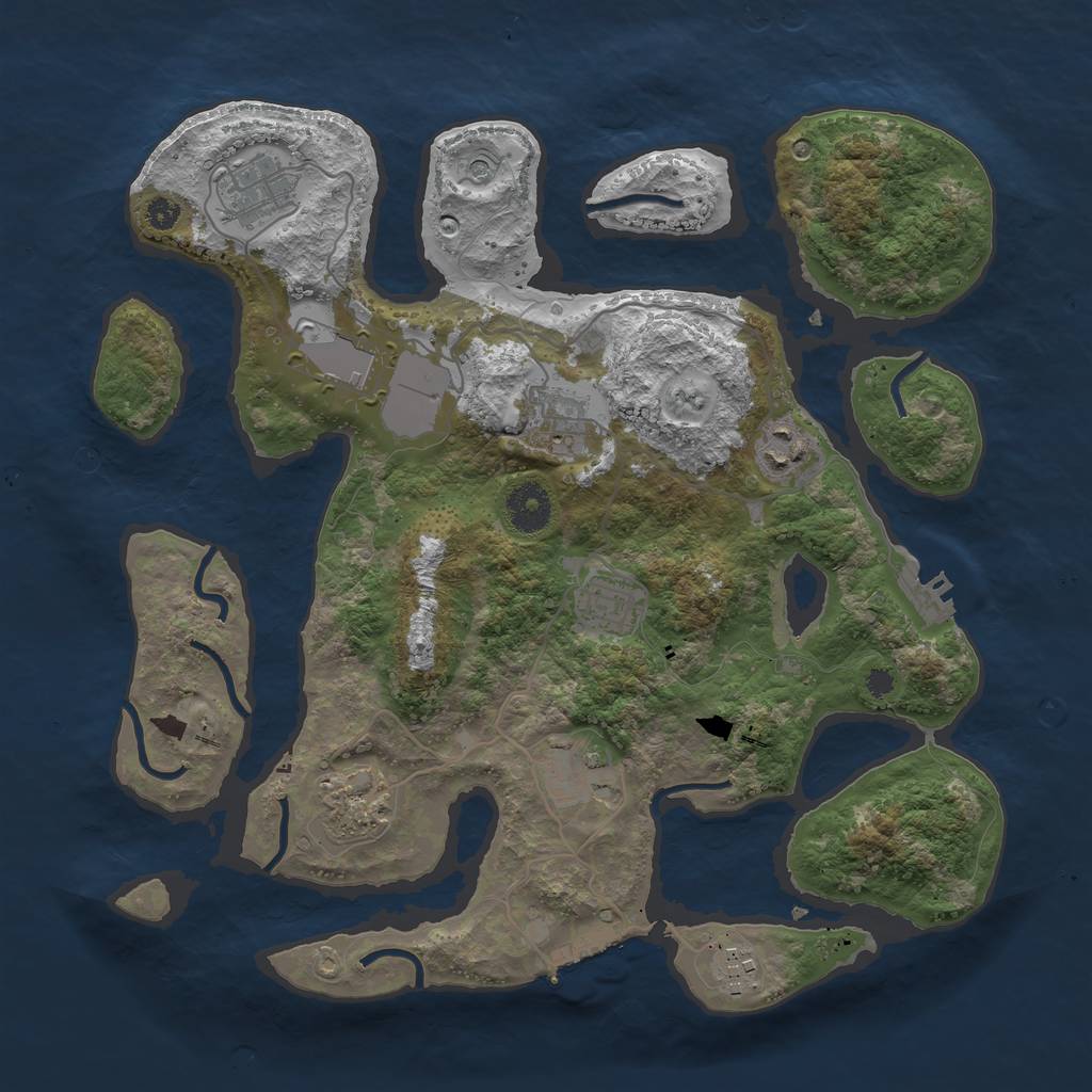 Rust Map: Procedural Map, Size: 3500, Seed: 310447, 13 Monuments