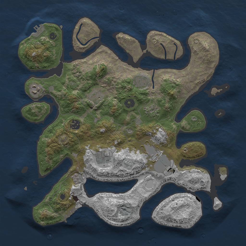 Rust Map: Procedural Map, Size: 3700, Seed: 2089046870, 16 Monuments