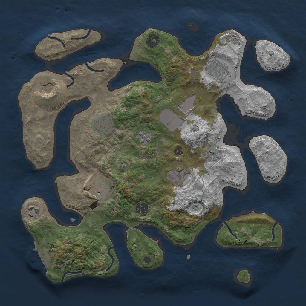 Rust Map: Procedural Map, Size: 3500, Seed: 863831, 13 Monuments