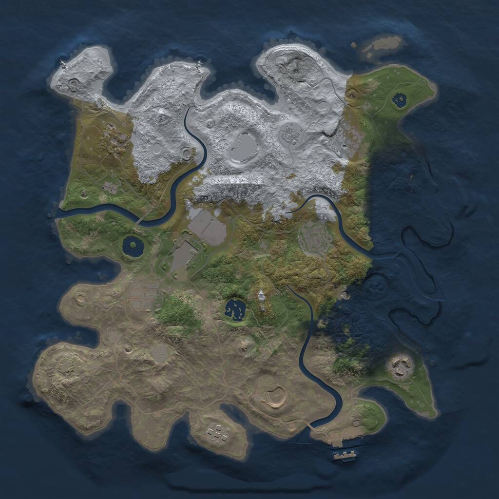 Rust Map: Procedural Map, Size: 3500, Seed: 614226, 15 Monuments