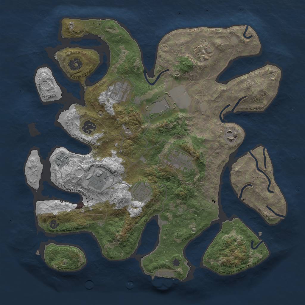 Rust Map: Procedural Map, Size: 3500, Seed: 72652, 19 Monuments