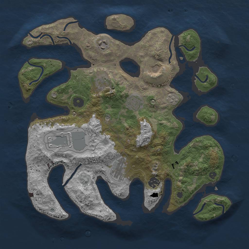 Rust Map: Procedural Map, Size: 3500, Seed: 434094, 11 Monuments