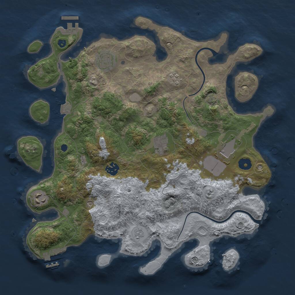 Rust Map: Procedural Map, Size: 3500, Seed: 719368, 12 Monuments
