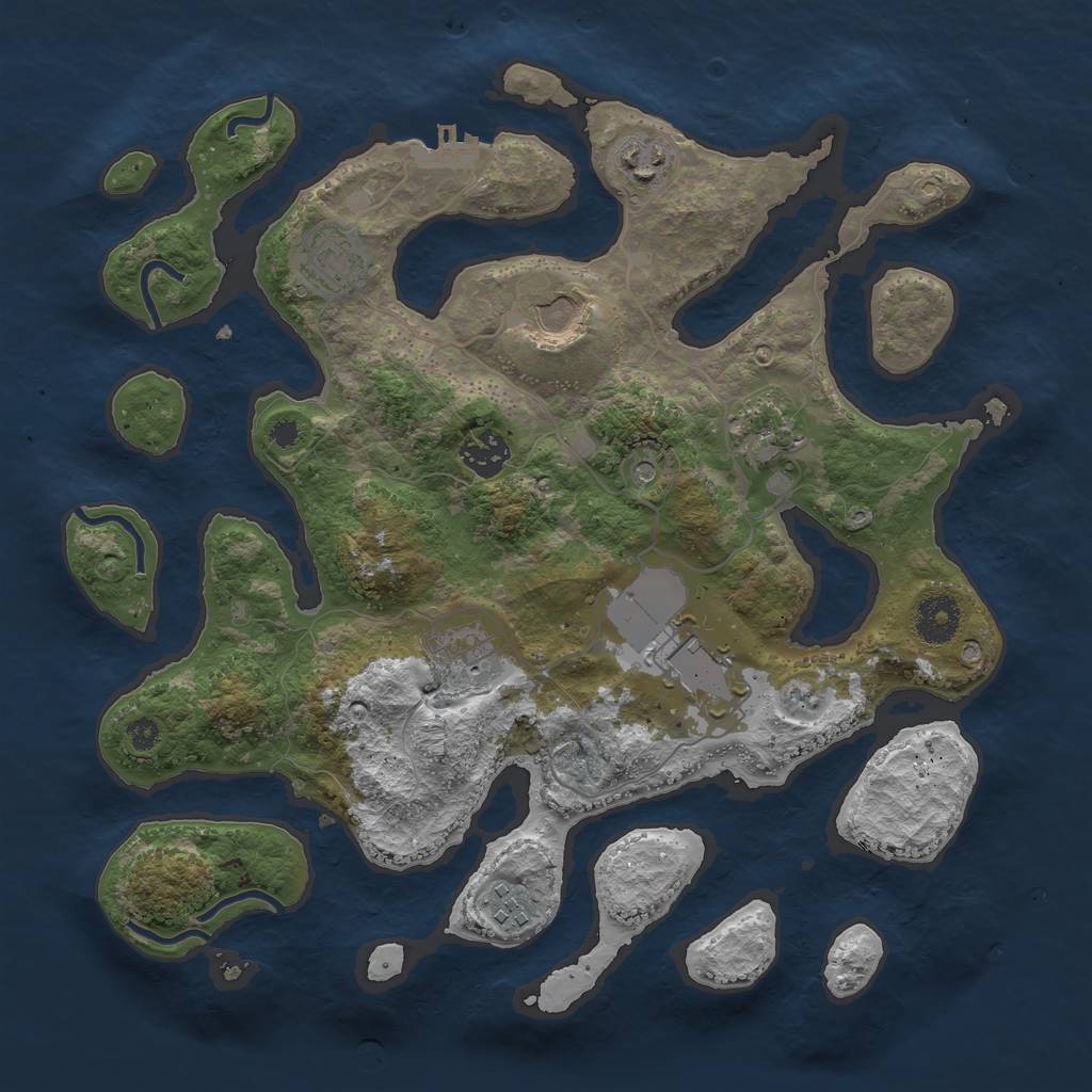 Rust Map: Procedural Map, Size: 3500, Seed: 719368, 12 Monuments