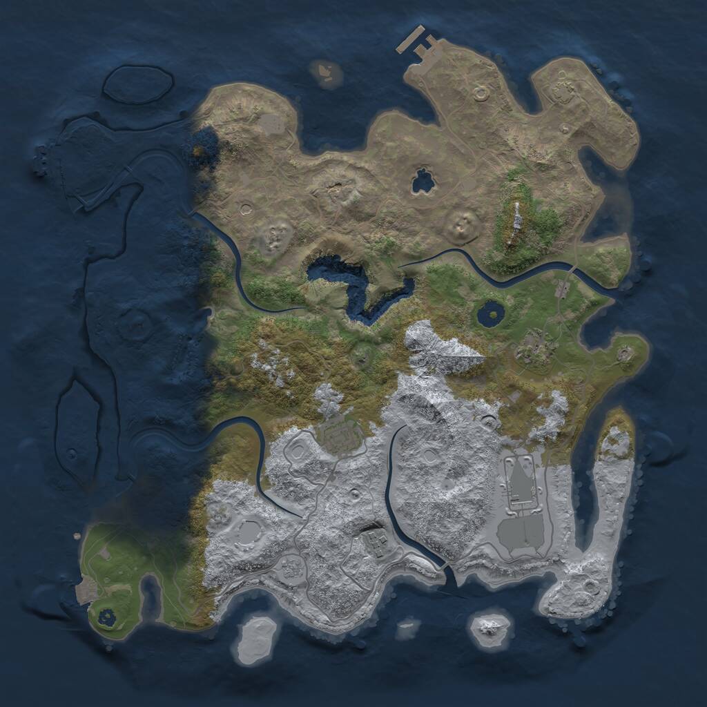 Rust Map: Procedural Map, Size: 4000, Seed: 214728, 10 Monuments