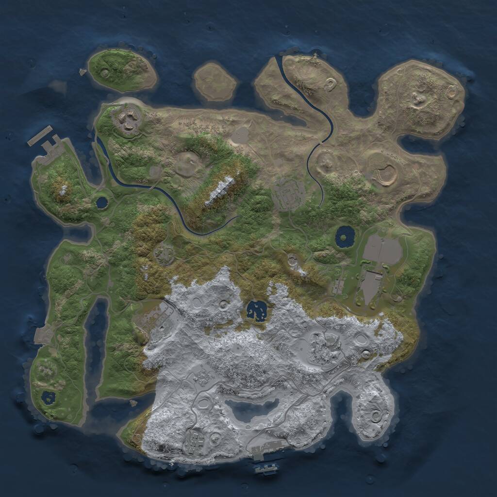 Rust Map: Procedural Map, Size: 3500, Seed: 2351, 14 Monuments