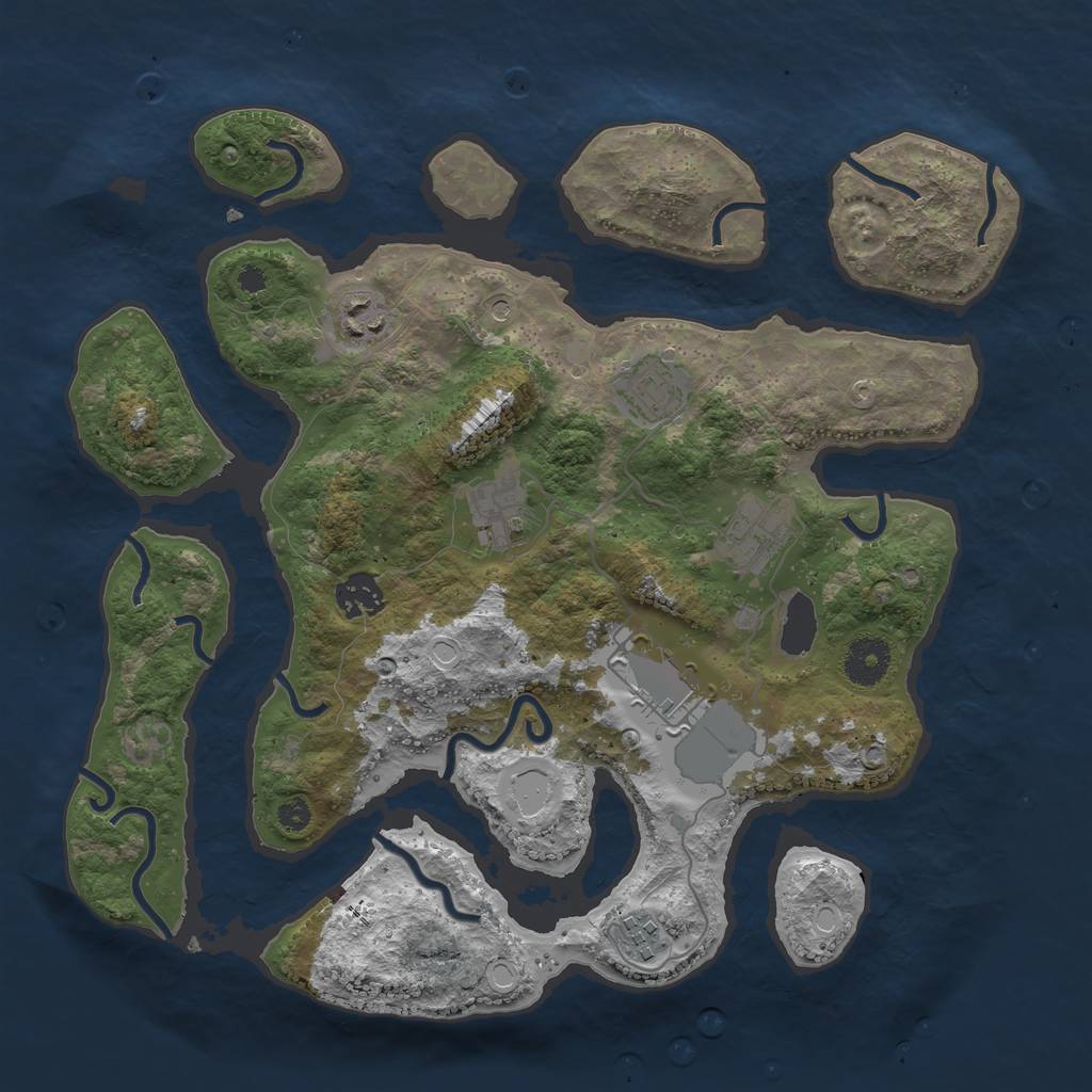 Rust Map: Procedural Map, Size: 3500, Seed: 2351, 13 Monuments