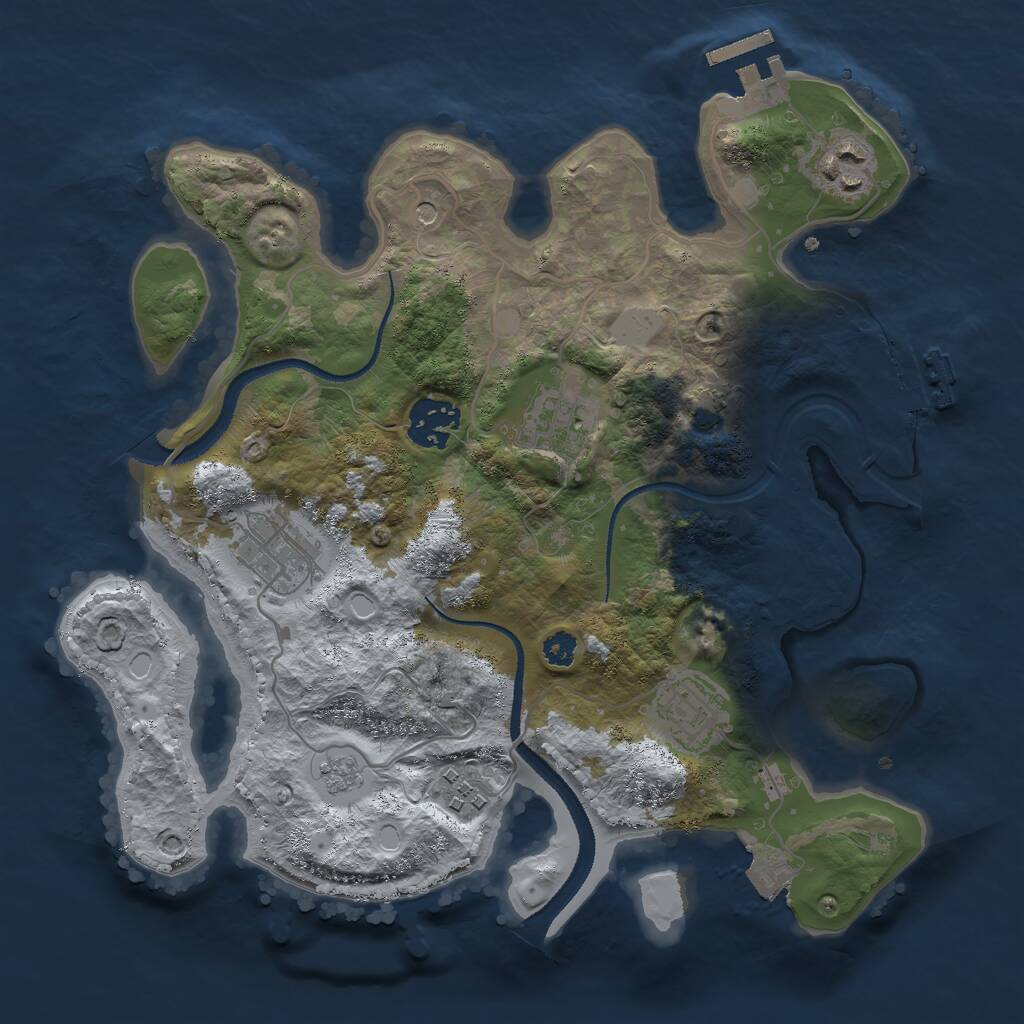 Rust Map: Procedural Map, Size: 3000, Seed: 2676, 12 Monuments