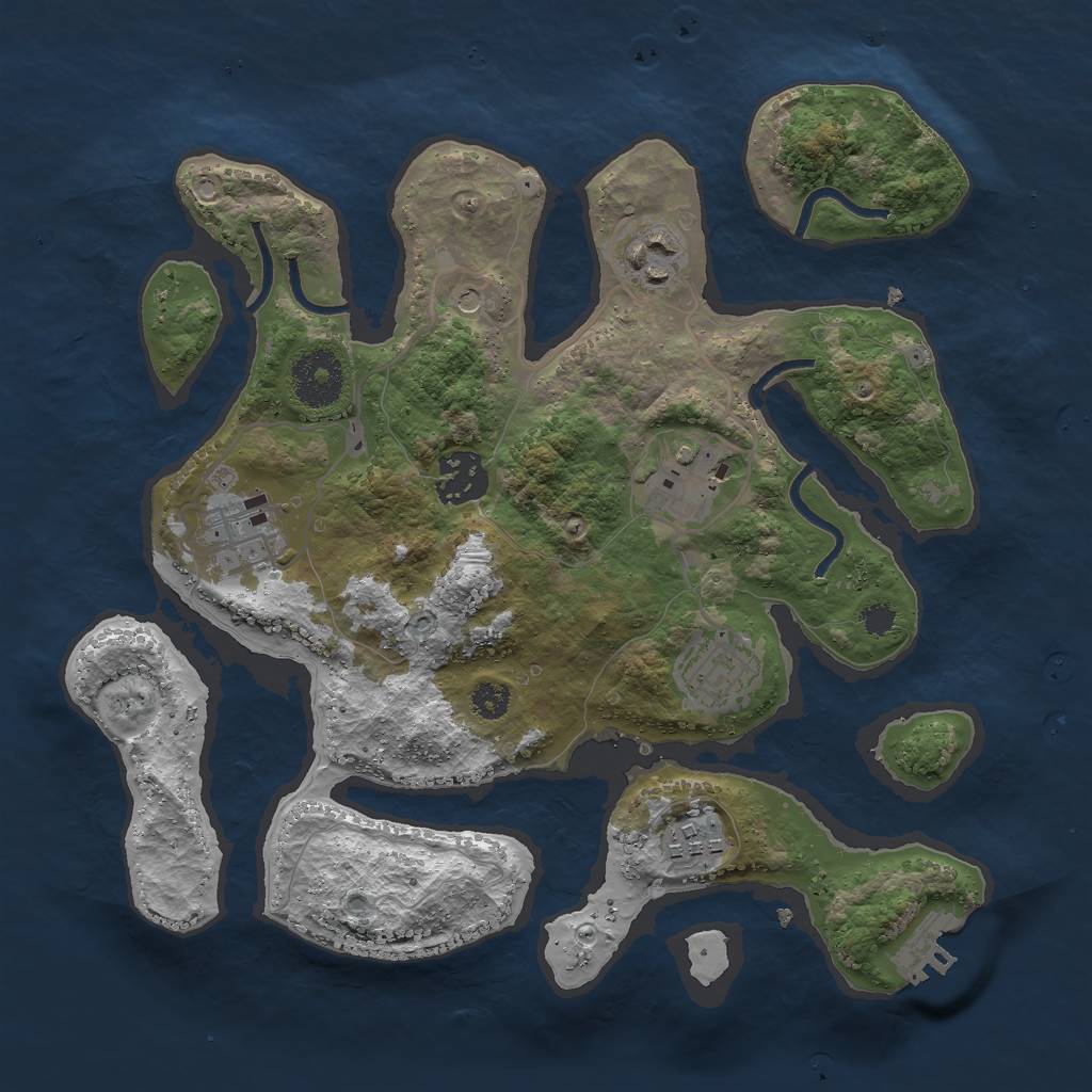 Rust Map: Procedural Map, Size: 3000, Seed: 2676, 10 Monuments