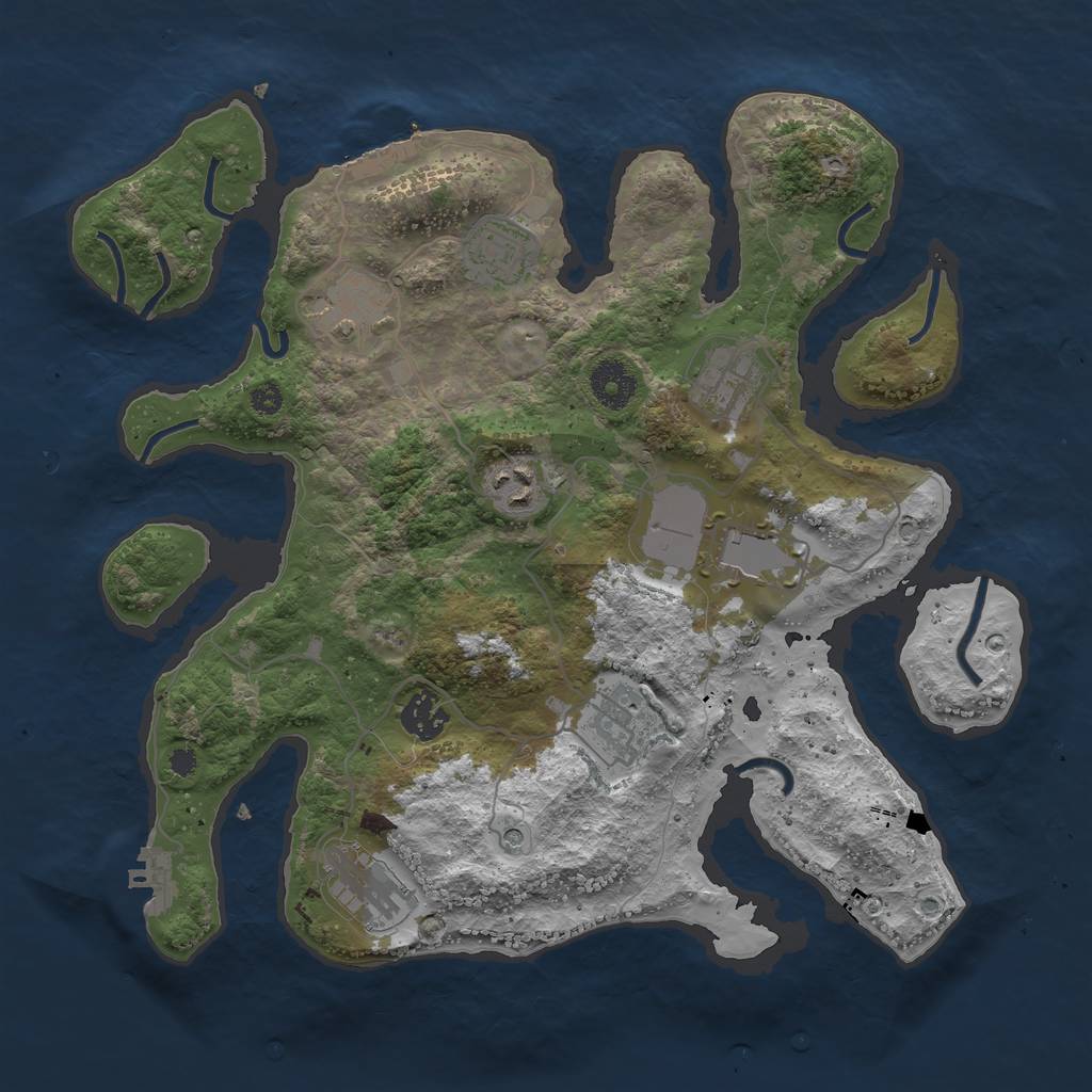 Rust Map: Procedural Map, Size: 3500, Seed: 432623486, 13 Monuments