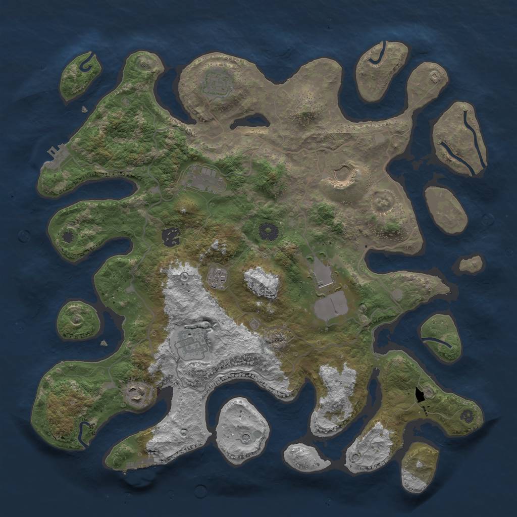 Rust Map: Procedural Map, Size: 4000, Seed: 463712, 13 Monuments