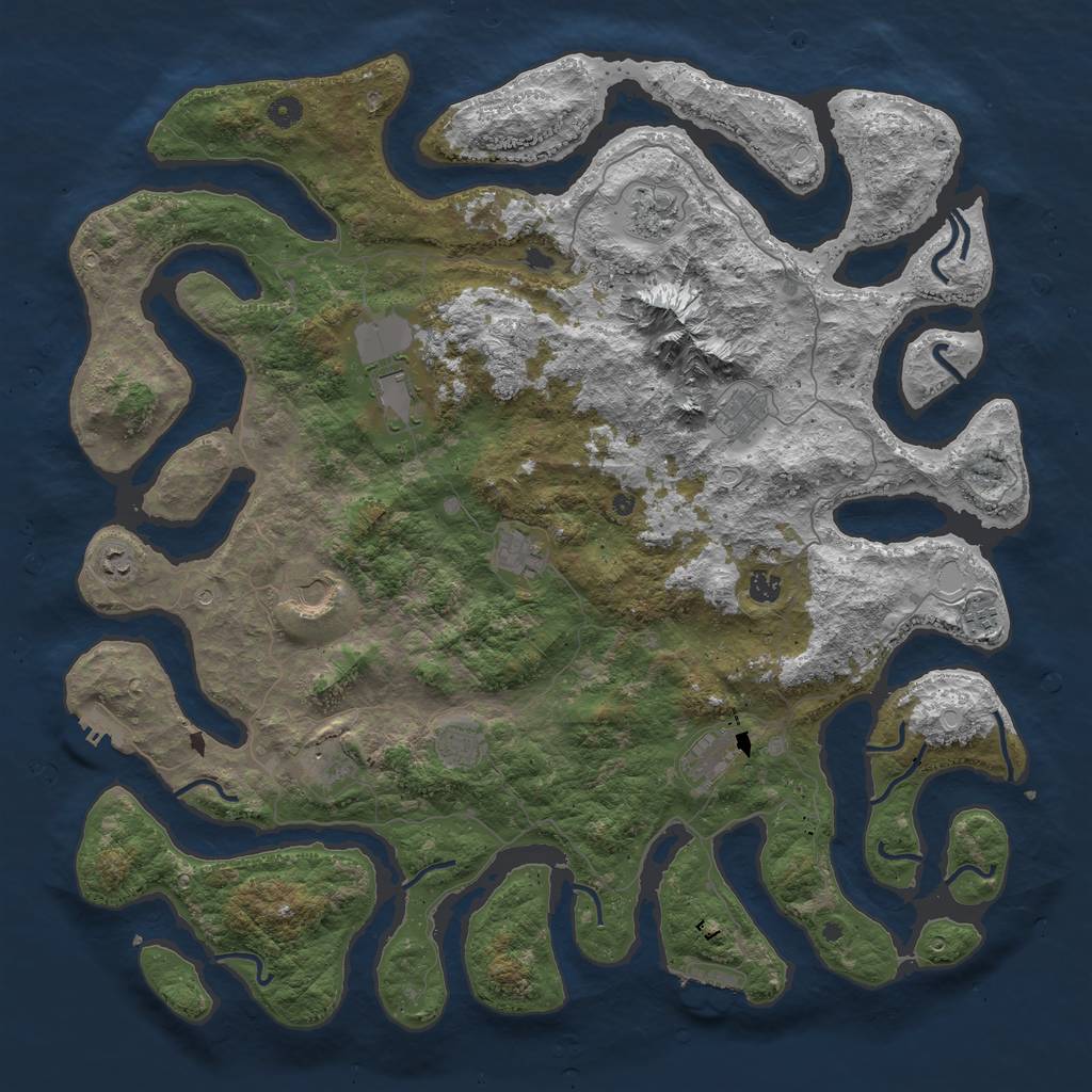 Rust Map: Procedural Map, Size: 5000, Seed: 7700000, 19 Monuments