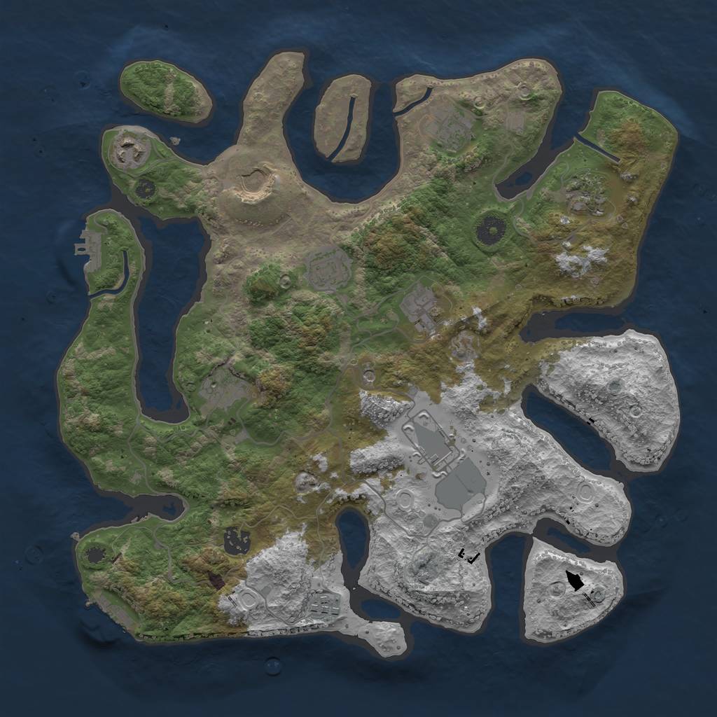 Rust Map: Procedural Map, Size: 3750, Seed: 2245, 18 Monuments