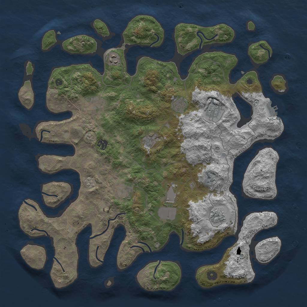 Rust Map: Procedural Map, Size: 4500, Seed: 271543, 14 Monuments