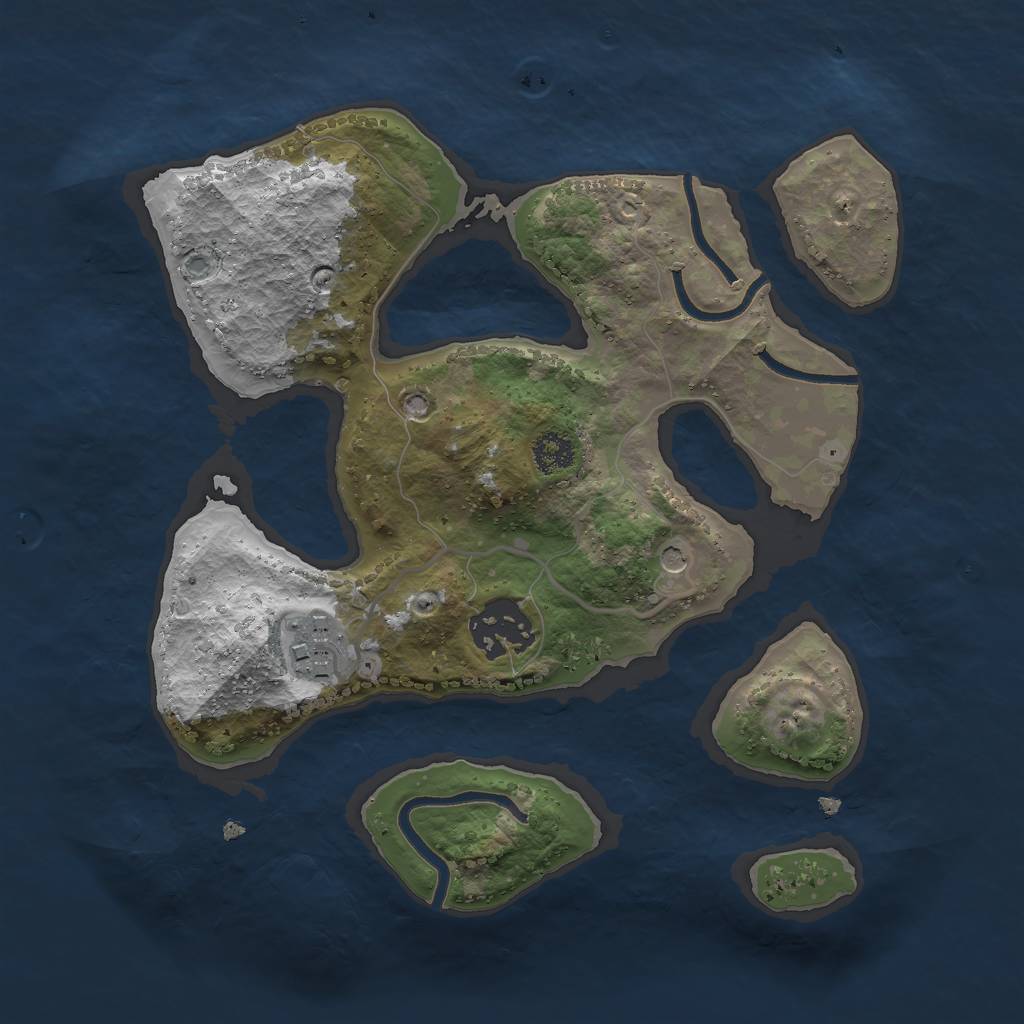 Rust Map: Procedural Map, Size: 2500, Seed: 941044, 5 Monuments