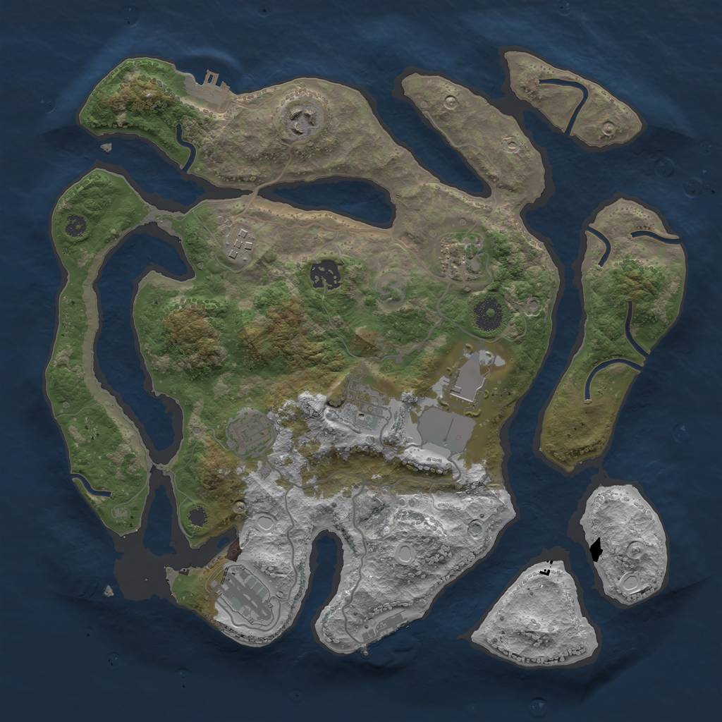 Rust Map: Procedural Map, Size: 3500, Seed: 791062, 18 Monuments