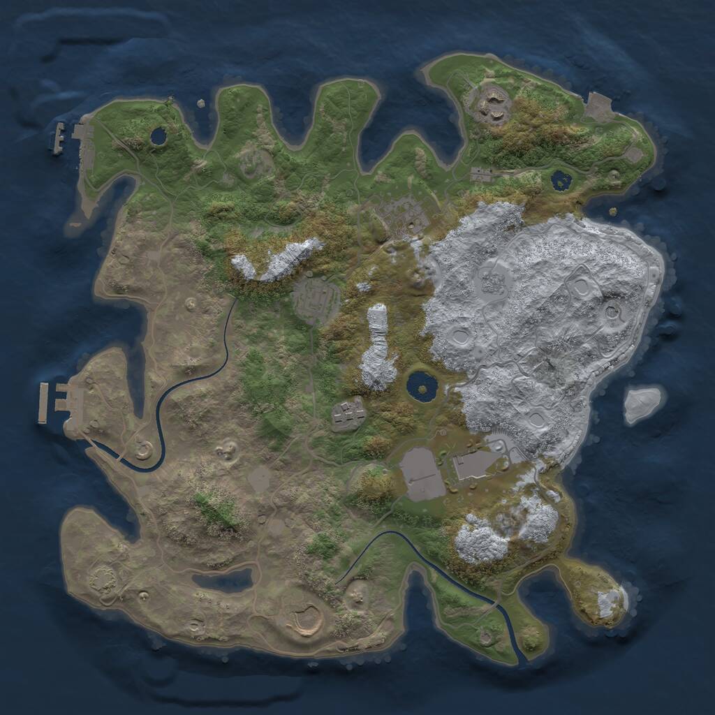 Rust Map: Procedural Map, Size: 3500, Seed: 867217, 12 Monuments