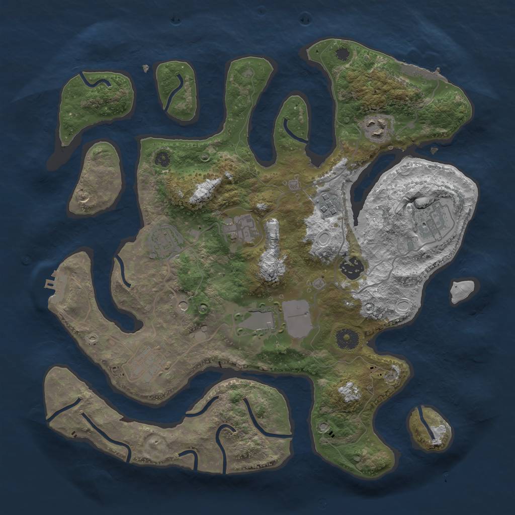 Rust Map: Procedural Map, Size: 3500, Seed: 867217, 16 Monuments