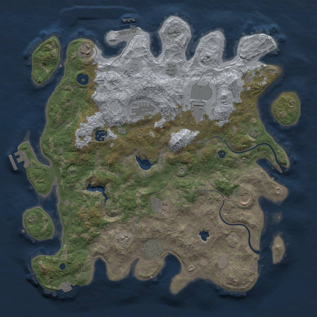 Rust Map: Procedural Map, Size: 4000, Seed: 1344709787, 14 Monuments