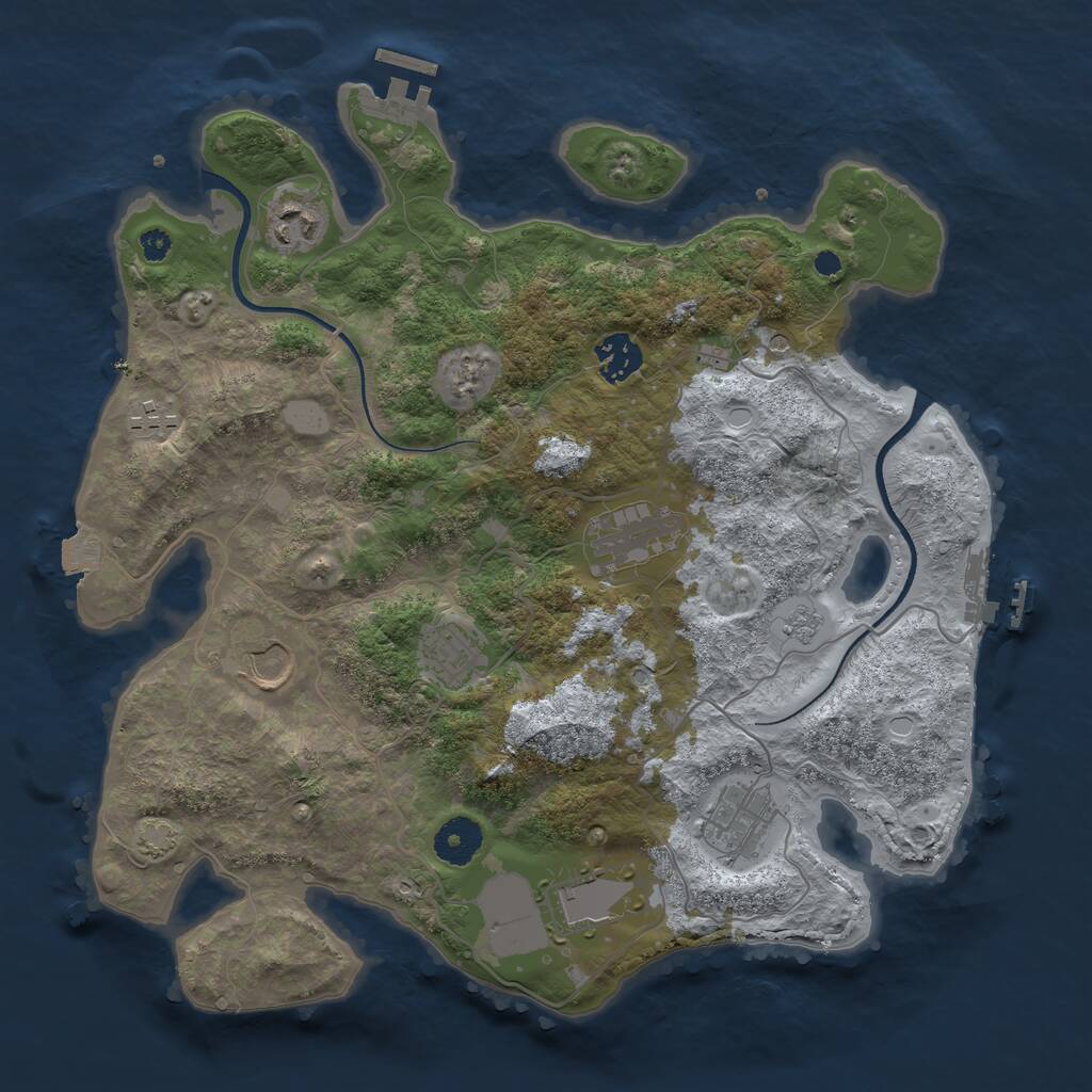 Rust Map: Procedural Map, Size: 3500, Seed: 442328, 14 Monuments