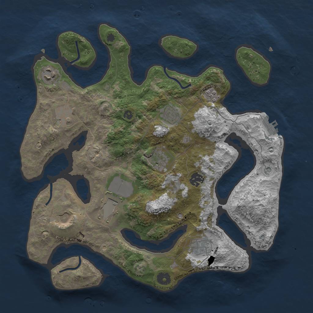 Rust Map: Procedural Map, Size: 3500, Seed: 442328, 13 Monuments