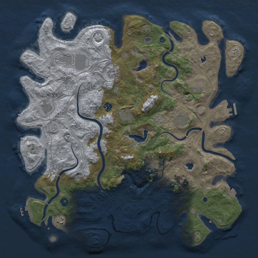 Rust Map: Procedural Map, Size: 4500, Seed: 14267, 15 Monuments