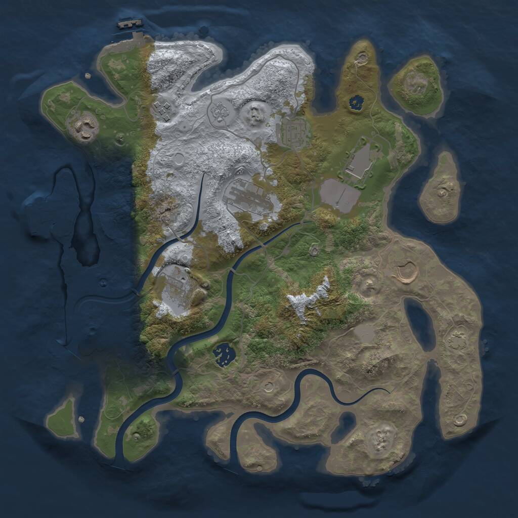 Rust Map: Procedural Map, Size: 3500, Seed: 632280, 14 Monuments