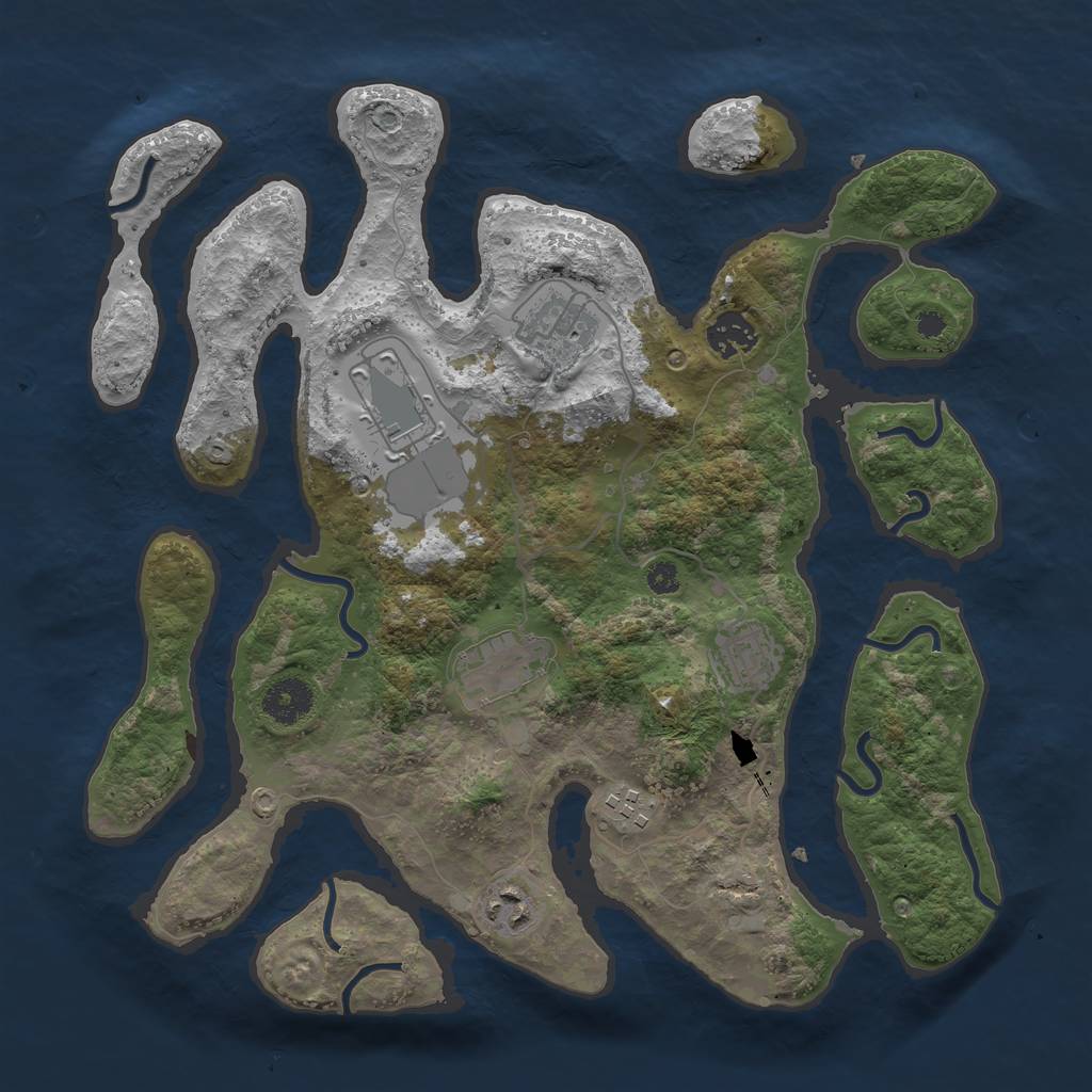 Rust Map: Procedural Map, Size: 3500, Seed: 134368, 9 Monuments