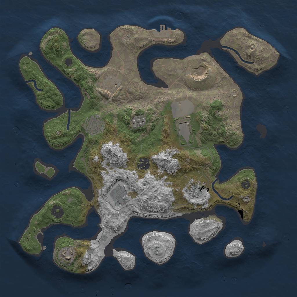 Rust Map: Procedural Map, Size: 3500, Seed: 195827, 13 Monuments