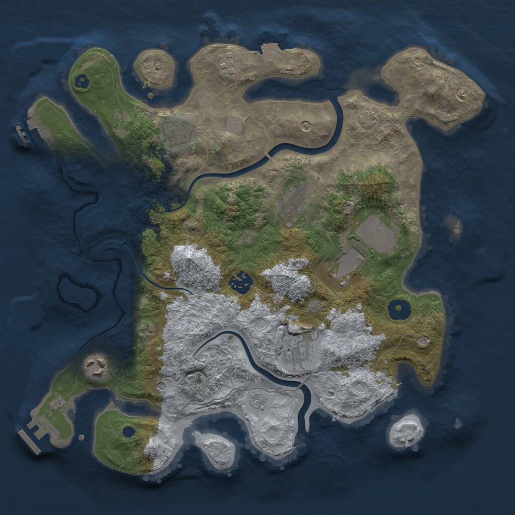 Rust Map: Procedural Map, Size: 3500, Seed: 195827, 13 Monuments