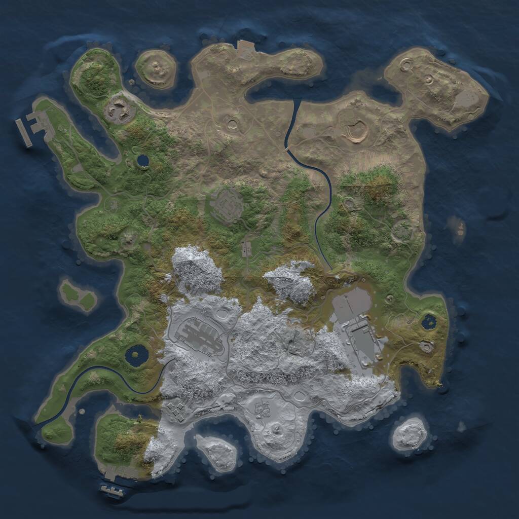 Rust Map: Procedural Map, Size: 3500, Seed: 195827, 12 Monuments