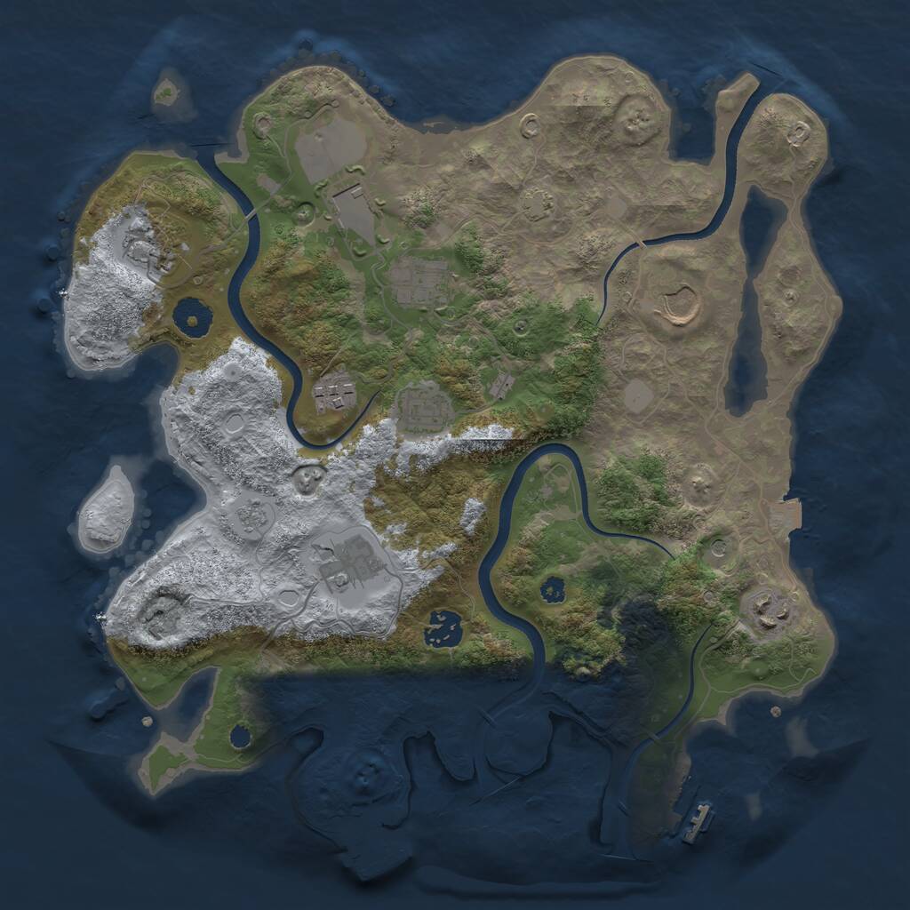 Rust Map: Procedural Map, Size: 3500, Seed: 23803, 15 Monuments