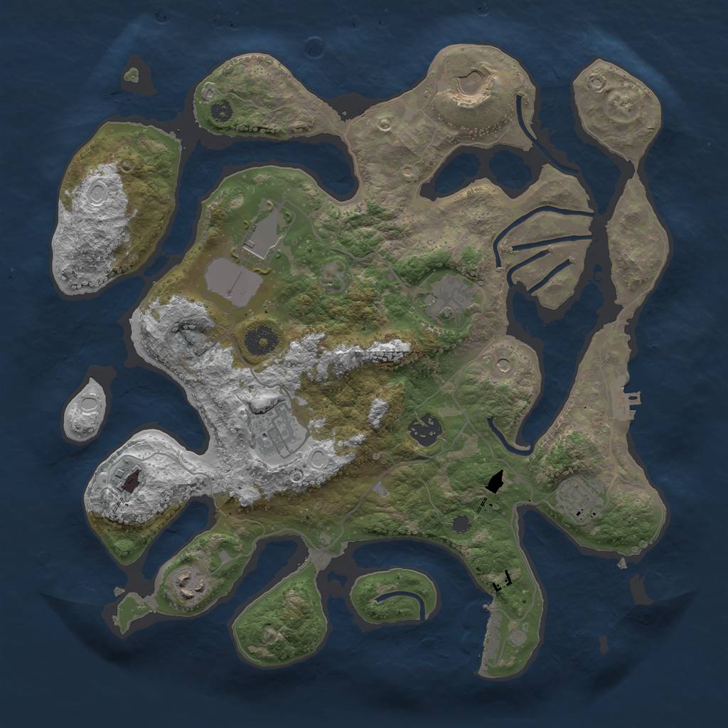 Rust Map: Procedural Map, Size: 3500, Seed: 23803, 16 Monuments