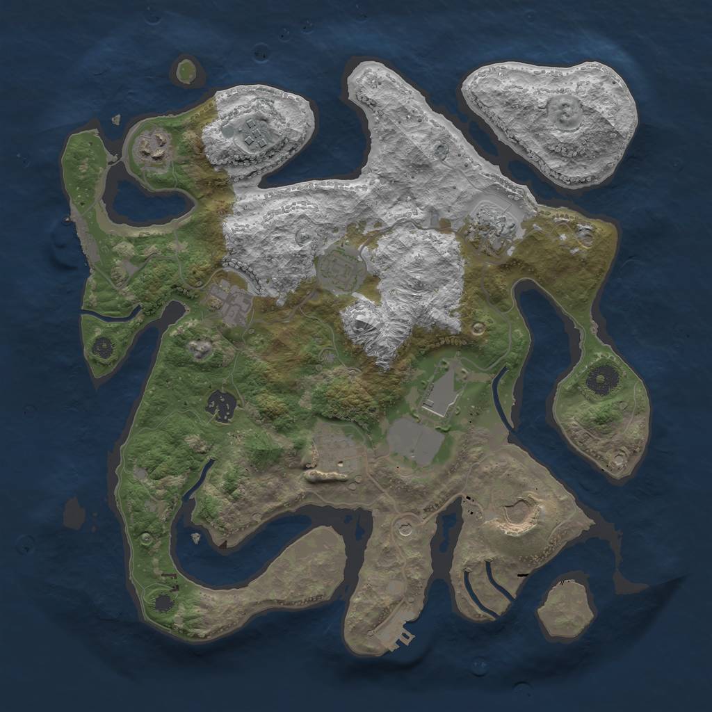 Rust Map: Procedural Map, Size: 3500, Seed: 921269, 14 Monuments