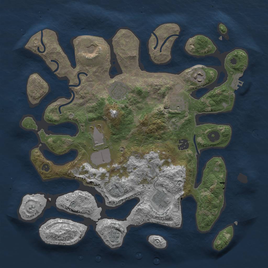 Rust Map: Procedural Map, Size: 3500, Seed: 876109, 12 Monuments