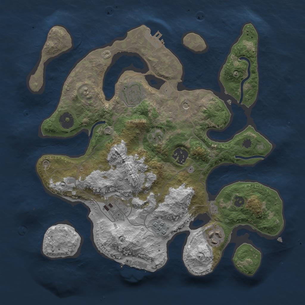 Rust Map: Procedural Map, Size: 3000, Seed: 73543, 10 Monuments