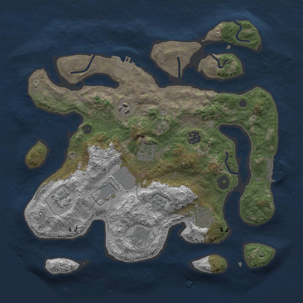 Rust Map: Procedural Map, Size: 3500, Seed: 776471, 16 Monuments