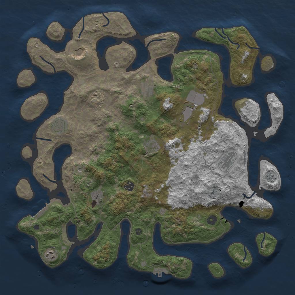Rust Map: Procedural Map, Size: 4500, Seed: 83136292, 19 Monuments