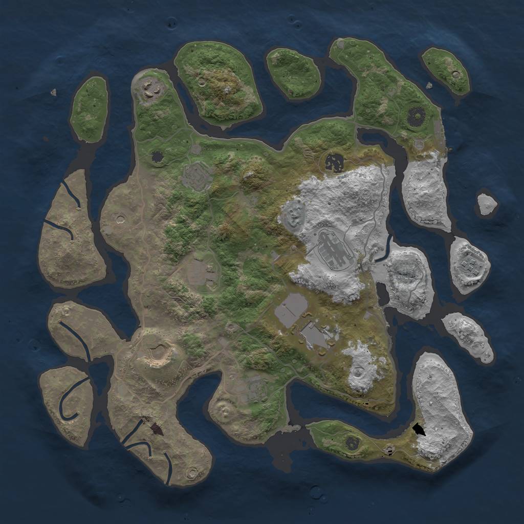 Rust Map: Procedural Map, Size: 4000, Seed: 294163534, 13 Monuments
