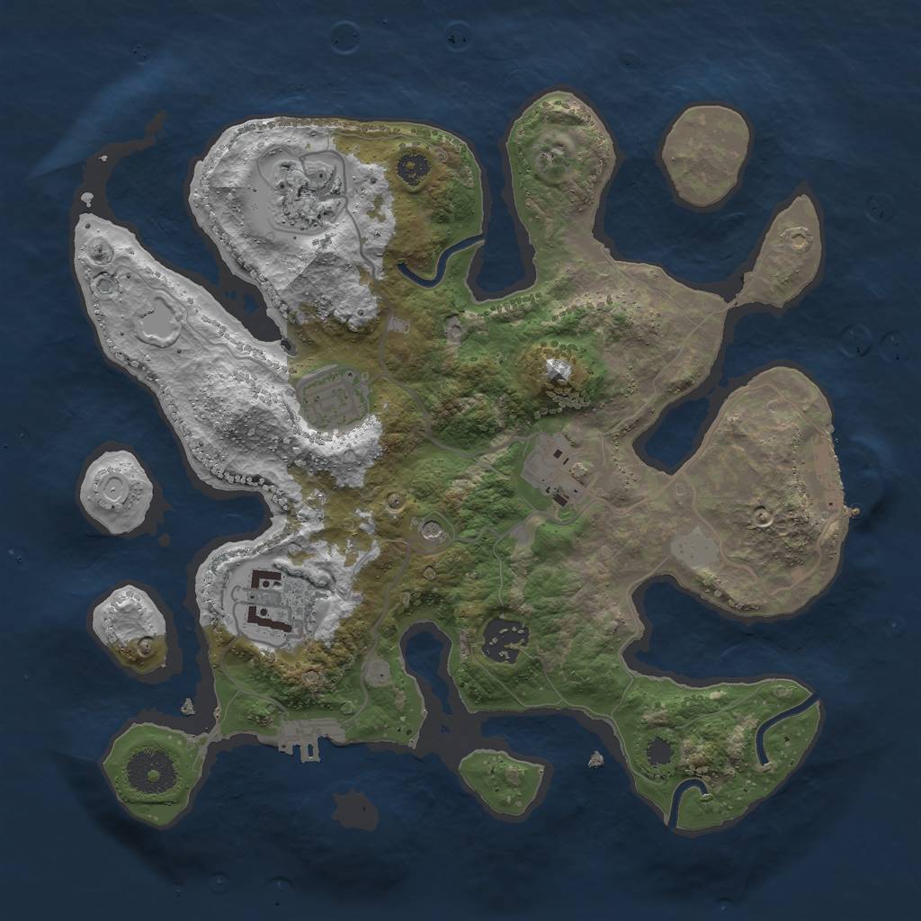 Rust Map: Procedural Map, Size: 3000, Seed: 2421203, 13 Monuments