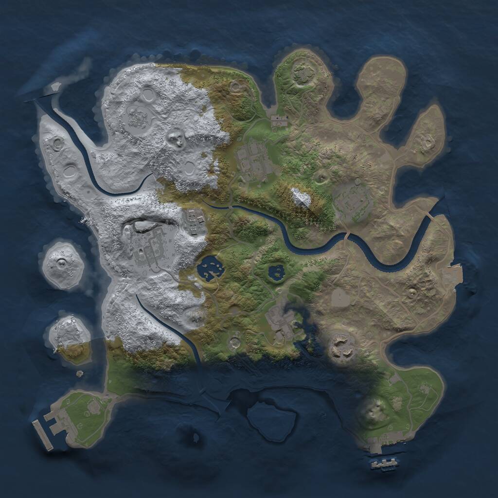 Rust Map: Procedural Map, Size: 3000, Seed: 2421203, 13 Monuments