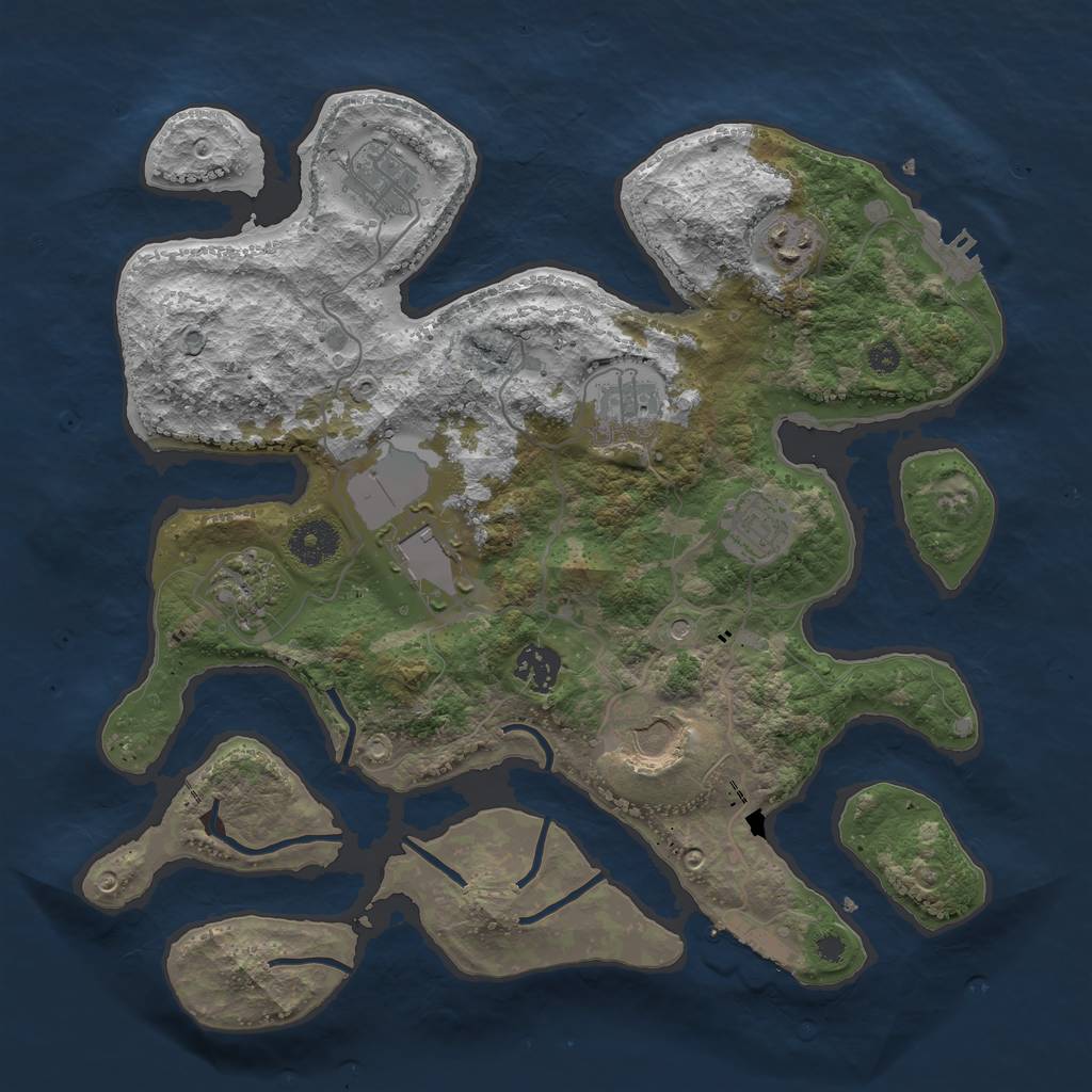 Rust Map: Procedural Map, Size: 3500, Seed: 755829, 13 Monuments