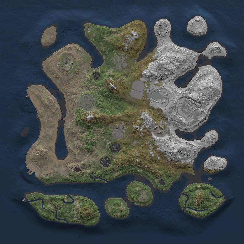 Rust Map: Procedural Map, Size: 3500, Seed: 943382, 17 Monuments